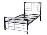 Southwark black and silver metal bed frame, without a mattress, showing the mesh base