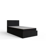 Stratford end lift ottoman bed, in black, on a plain background