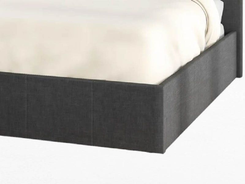 Close-up of the grey fabric on the corner of the Sydenham ottoman base