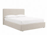 Twickenham oatmeal fabric ottoman bed, closed, on a plain background