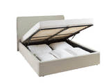 Twickenham oatmeal fabric ottoman bed, with the gas lift storage open