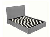 Wimbledon smoked grey velvet ottoman bed, without a mattress, showing the slatted base